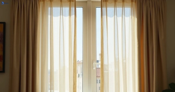 Dull dusty drapes in ferny-hills before professional cleaning